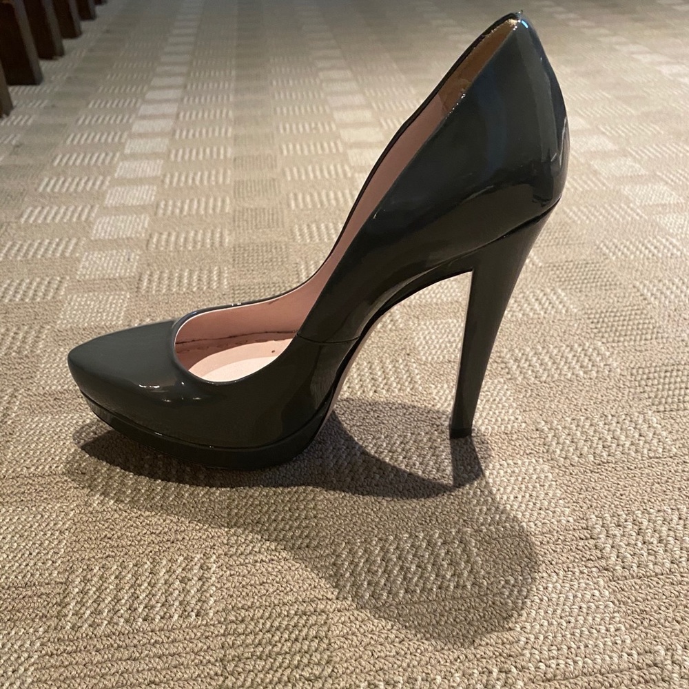 Miu Miu Grey Patent Leather Platform Heels